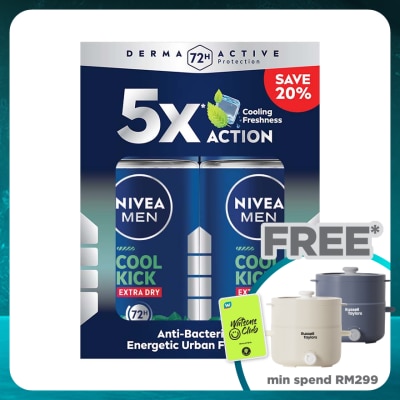 NIVEA FOR MEN Deodorant Roll On Cool Kick Energy Fresh 2x50ml