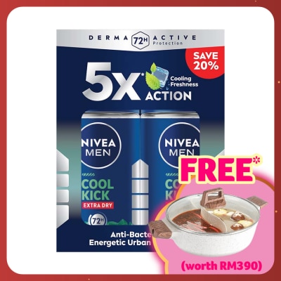 NIVEA FOR MEN Deodorant Roll On Cool Kick Energy Fresh 2x50ml