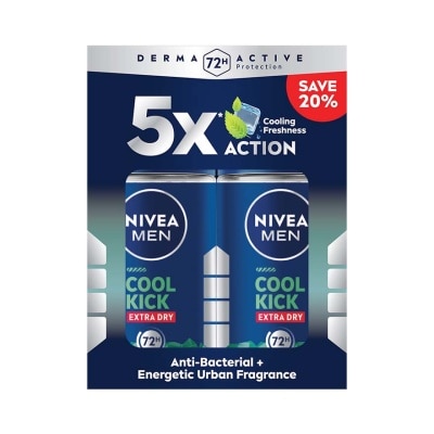 NIVEA FOR MEN Deodorant Roll On Cool Kick Energy Fresh 2x50ml