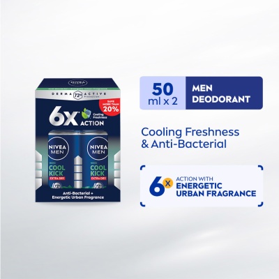 NIVEA FOR MEN Deodorant Roll On Cool Kick Energy Fresh 2x50ml image