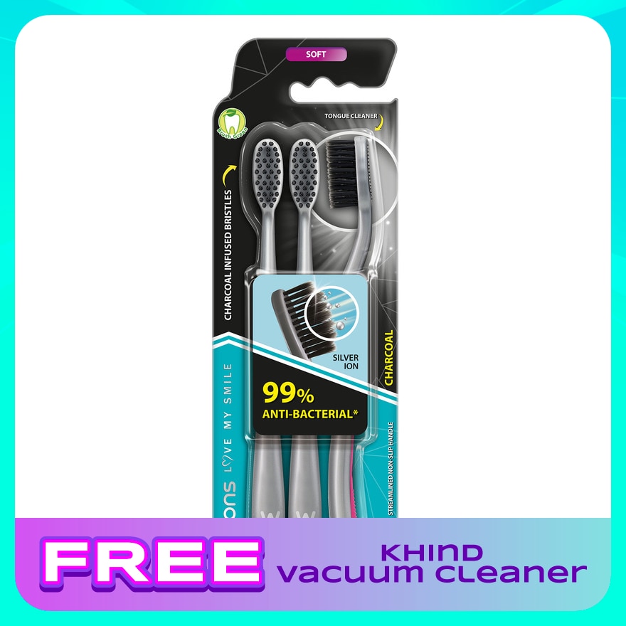 Charcoal Toothbrush Soft 3's