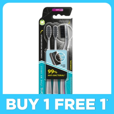 WATSONS Charcoal Toothbrush Soft 3's