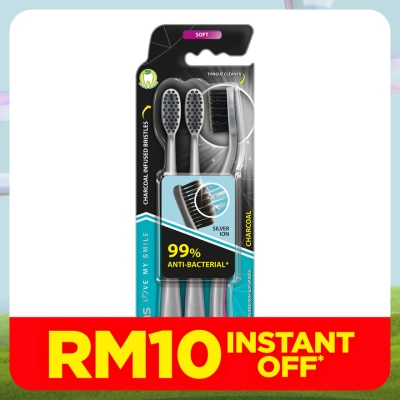 WATSONS Charcoal Toothbrush Soft 3's