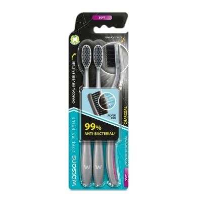 WATSONS Charcoal Toothbrush Soft 3's