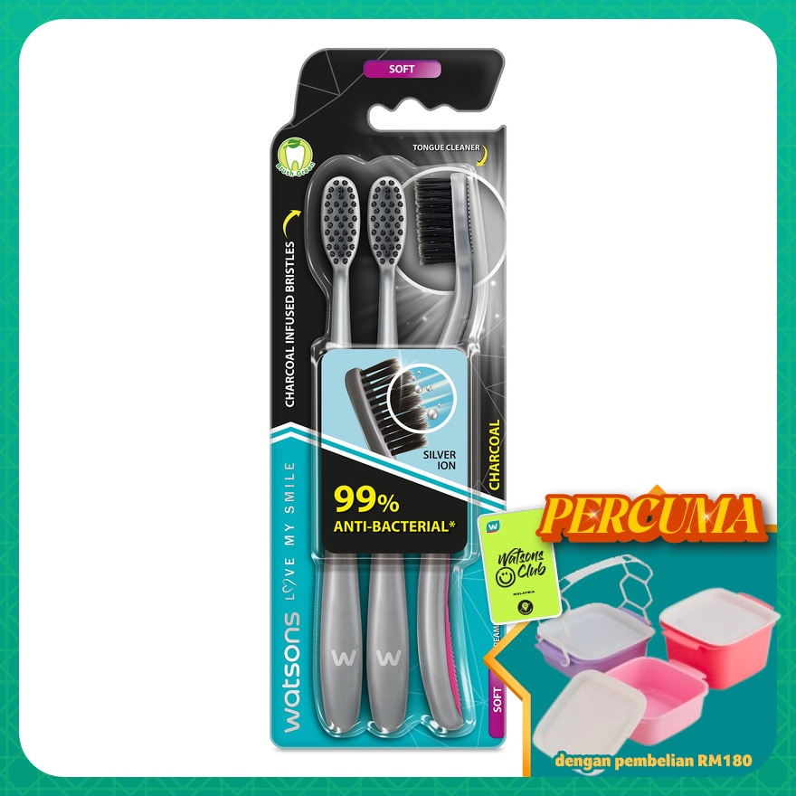 Charcoal Toothbrush Soft 3's
