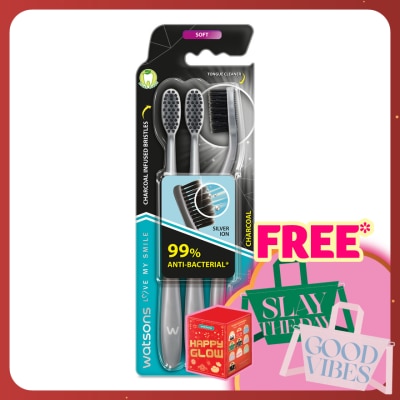 WATSONS Charcoal Toothbrush Soft 3's
