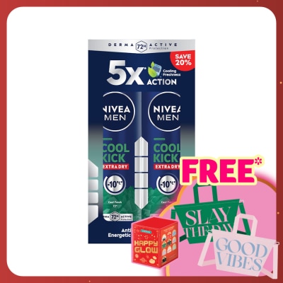 NIVEA FOR MEN Deodorant Spray Cool Kick Energy Fresh 2x150ml