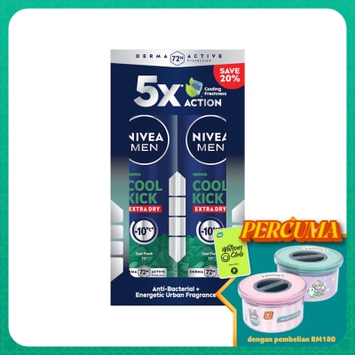 NIVEA FOR MEN Deodorant Spray Cool Kick Energy Fresh 2x150ml