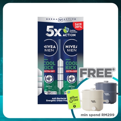 NIVEA FOR MEN Deodorant Spray Cool Kick Energy Fresh 2x150ml