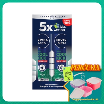 NIVEA FOR MEN - Deodorant Spray Cool Kick Energy Fresh 2x150ml