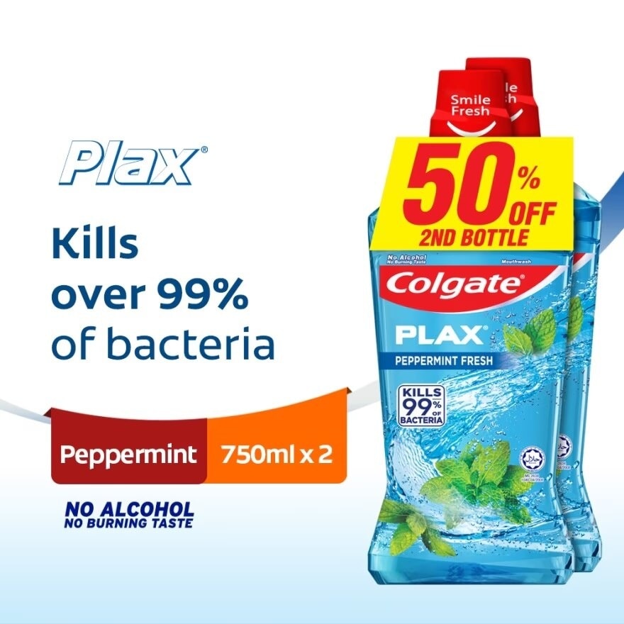 Plax Peppermint Mouthwash 2x750ml Valuepack