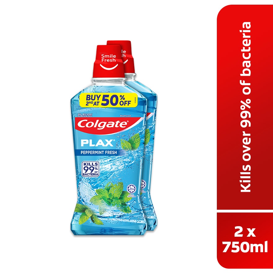 Colgate Plax Peppermint Mouthwash Valuepack 750mlx2 image