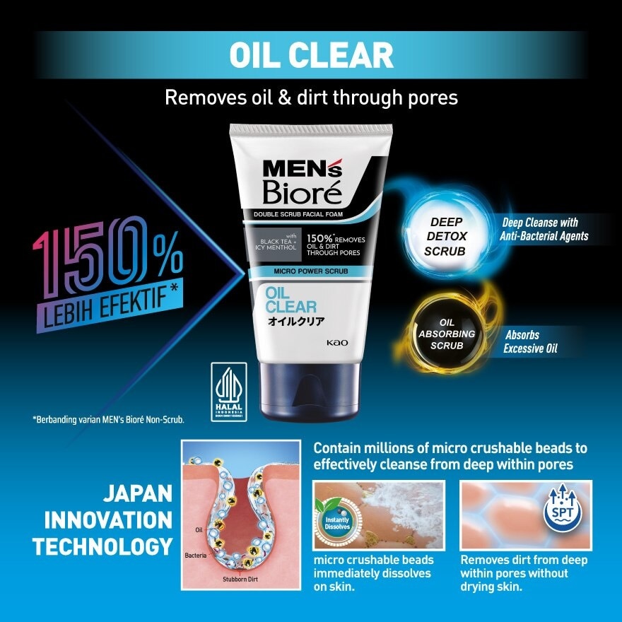 Men'S  Double Scrub Oil Clear 100g Face Wash