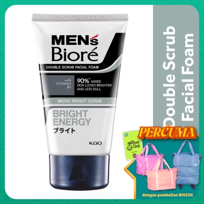 MEN'S BIORE Men'S Double Scrub Bright Clean Facial Foam 100g Face Wash