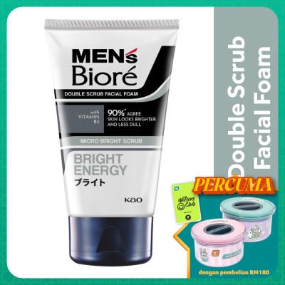 MEN'S BIORE Men'S  Double Scrub Bright Clean Facial Foam 100g Face Wash