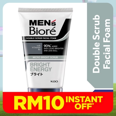 MEN'S BIORE Men'S  Double Scrub Bright Clean Facial Foam 100g Face Wash