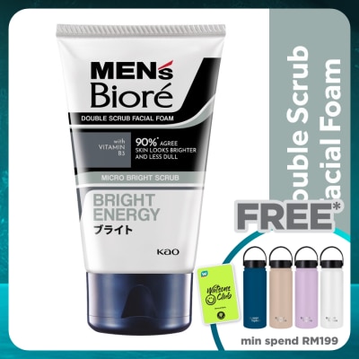 MEN'S BIORE Men'S  Double Scrub Bright Clean Facial Foam 100g Face Wash