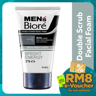 MEN'S BIORE Men'S  Double Scrub Bright Clean Facial Foam 100g Face Wash