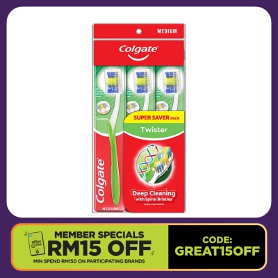 COLGATE Twister Toothbrush Valuepack (Medium) 3s