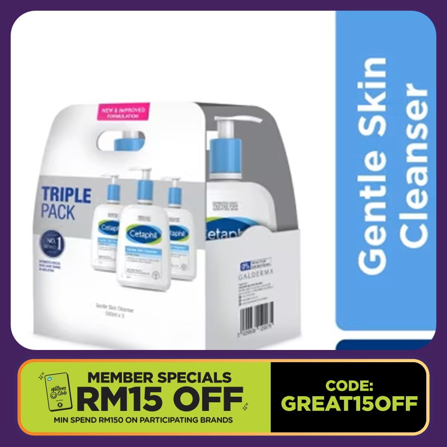 Gentle Skin Cleanser For Face & Body 500ml X 3 (Expired April 2026)