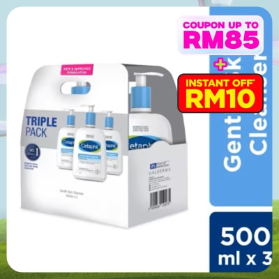CETAPHIL Gentle Skin Cleanser For Face & Body 500ml X 3 (Expired April 2026)