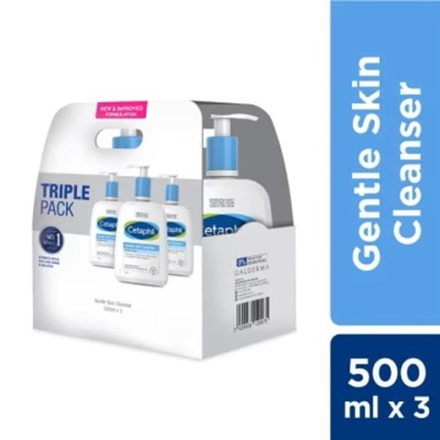 CETAPHIL Gentle Skin Cleanser For Face & Body 500ml X 3