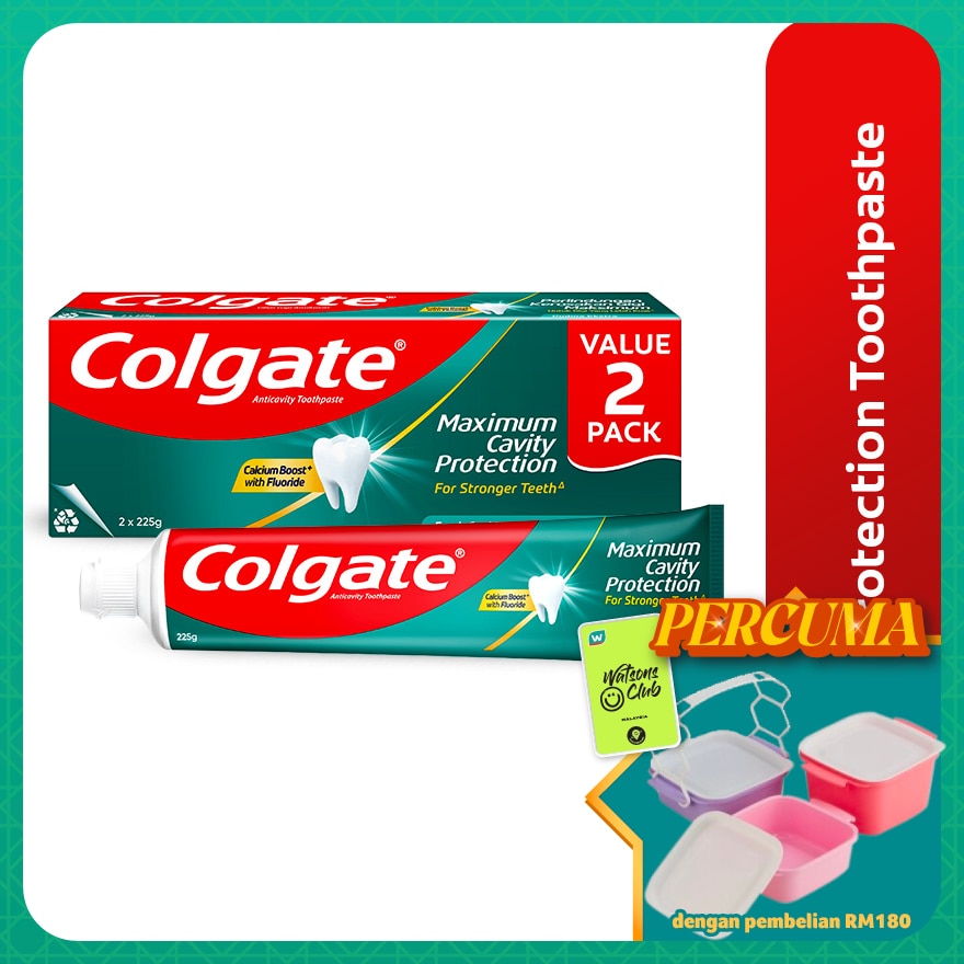 Colgate Maximum Cavity Protection Fresh Cool Mint Toothpaste Valuepack (225g x 2)