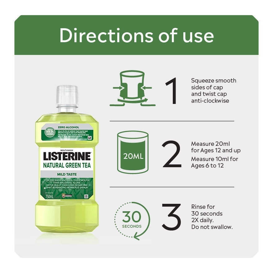 Listerine Green Tea 750ml Twin Pack