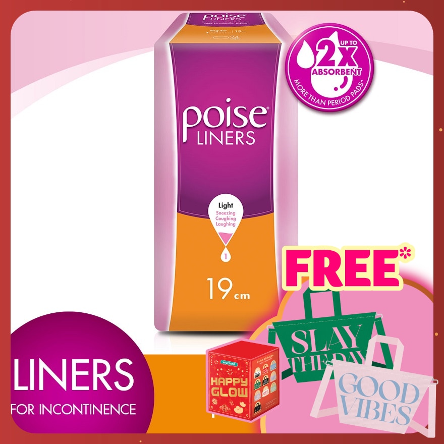 Liners Incontinence Regular 19cm 2X12s - Light Bladder/Urine Leakage Protection