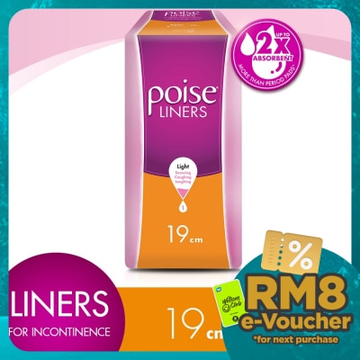 POISE Liners Incontinence Regular 19cm 2X12s - Light Bladder/Urine Leakage Protection
