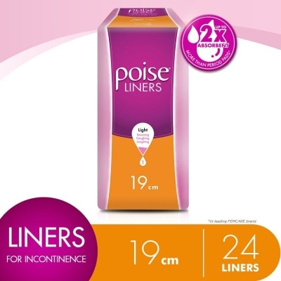 POISE Liners Incontinence Regular 19cm 2X12s - Light Bladder/Urine Leakage Protection