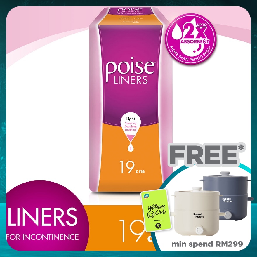 Liners Incontinence Regular 19cm 2X12s - Light Bladder/Urine Leakage Protection