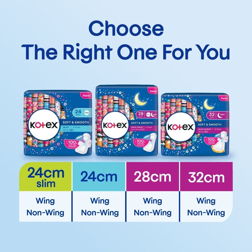 Soft & Smooth Overnight Wing Pad 32cm (12s x 3 Packs) - Sanitary Pad with 100% Leak Free Comfort