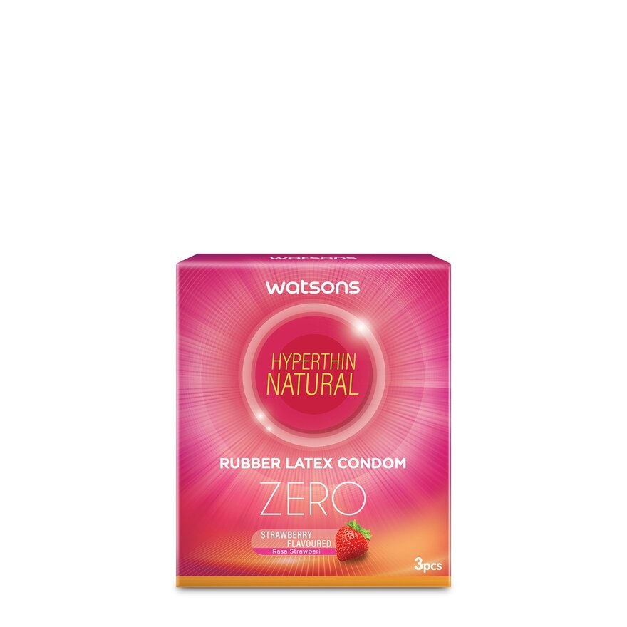 Hyperthin Condom Strawberry Flavour 3s image