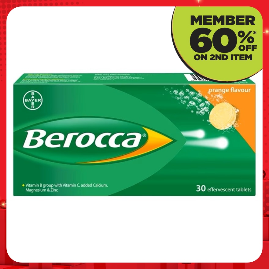 Berocca Vitamin B Effervescent Orange Tablets 30s
