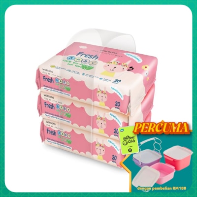 WATSONS - Fresh Baby Wipes 20's x 3