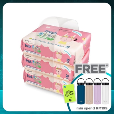 WATSONS Fresh Baby Wipes 20's x 3