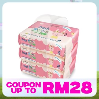 WATSONS Fresh Baby Wipes 20's x 3
