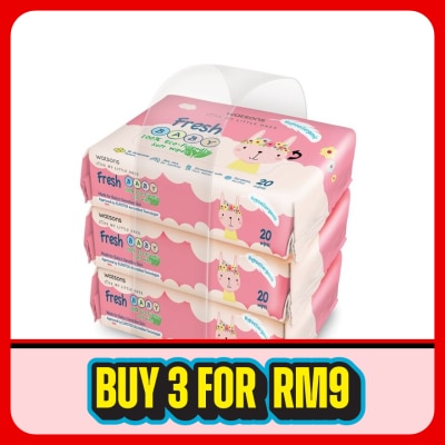 WATSONS - Fresh Baby Wipes 20's x 3