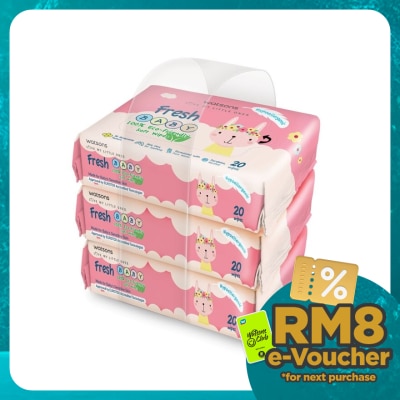 WATSONS Fresh Baby Wipes 20's x 3