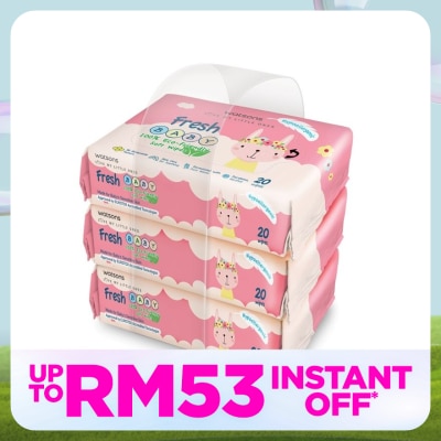 WATSONS Fresh Baby Wipes 20's x 3
