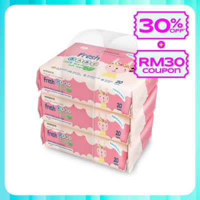 WATSONS Fresh Baby Wipes 20's x 3