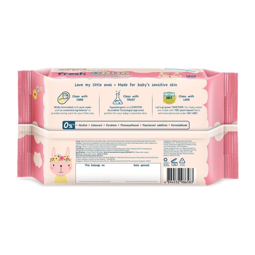 Baby Wipes Fresh Hypoallergenic 90's image