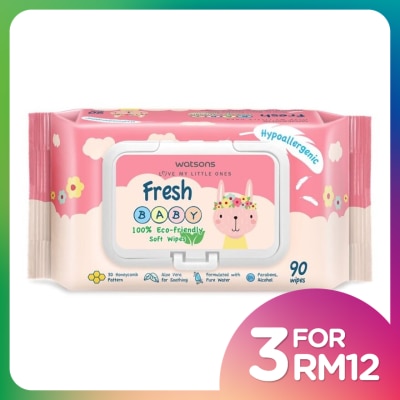 WATSONS Baby Wipes Fresh Hypoallergenic 90's