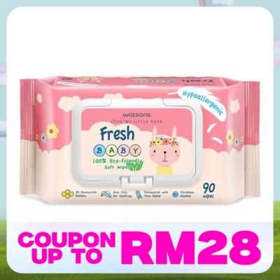 WATSONS Baby Wipes Fresh Hypoallergenic 90's