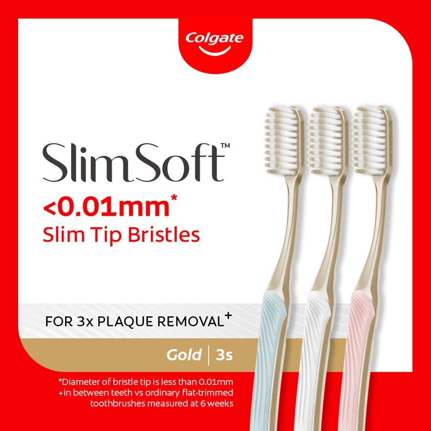 Colgate SlimSoft Charcoal Gold Toothbrush Valuepack 3s (Ultra Soft)