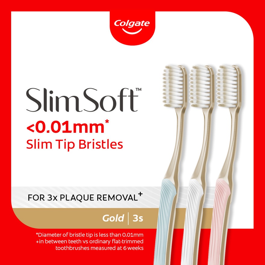 Colgate SlimSoft Charcoal Gold Toothbrush Valuepack 3s (Ultra Soft) image