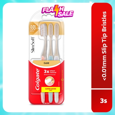 COLGATE - Colgate SlimSoft Charcoal Gold Toothbrush Valuepack 3s (Ultra Soft)
