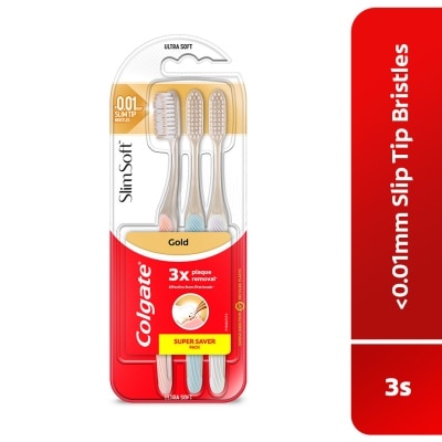 COLGATE Colgate SlimSoft Charcoal Gold Toothbrush Valuepack 3s (Ultra Soft)