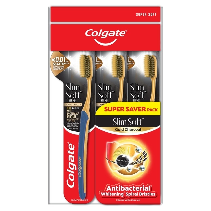 SlimSoft CharcoalGold Toothbrush (Ultra Soft) 3s